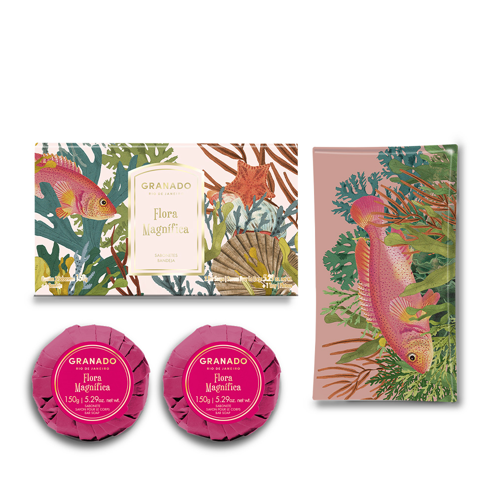 Flora Magnífica Bar Soap Duo &#038; Soap Dish/glass tray set 2 x 150 g