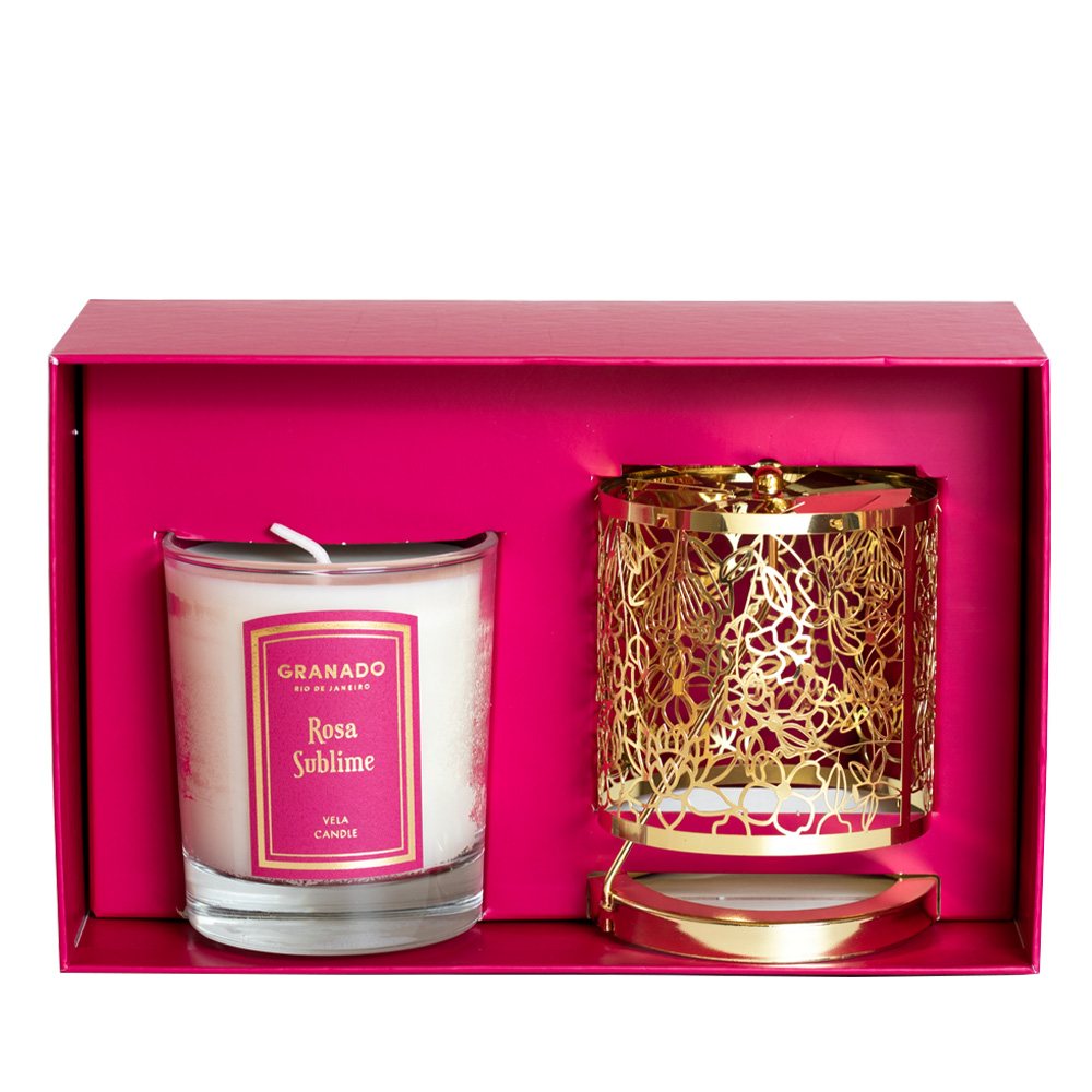 Rosa Sublime Scented Candle & Lantern Set 250 g